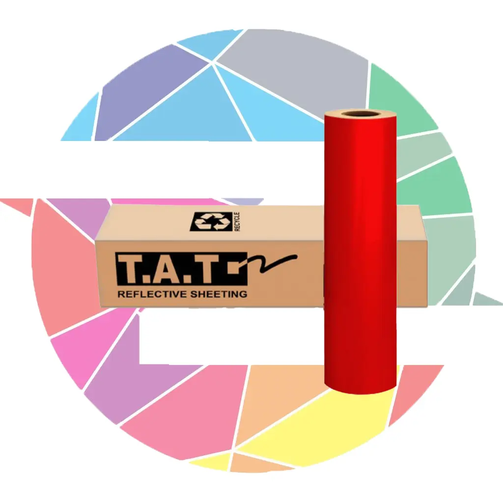 برچسب شبرنگ فسفری قرمز T.A.T