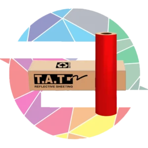 برچسب شبرنگ فسفری قرمز T.A.T