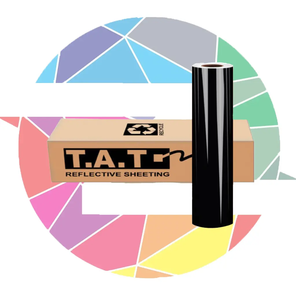 برچسب شبرنگ فسفری مشکی T.A.T